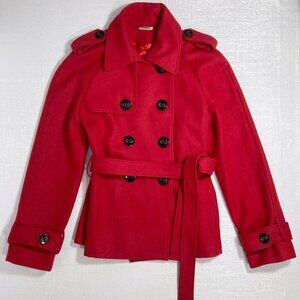 Georgiou Studio Red Pea Coat with Belt